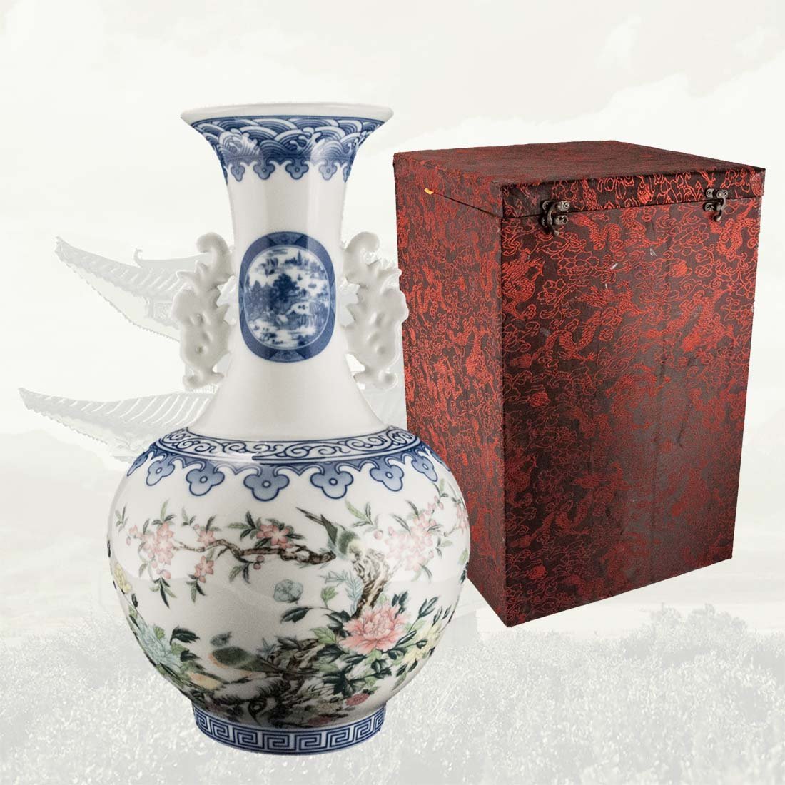 Китайская фарфоровая ваза «Blue &amp; White» - бело-синий фарфор в интернет-студии декора / шоурум | ChinaHouse.studio