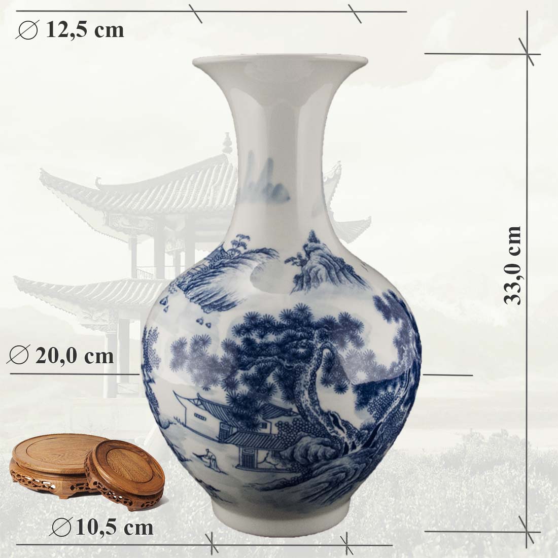 Китайская фарфоровая ваза «Blue &amp; White» - бело-синий фарфор в интернет-студии декора / шоурум | ChinaHouse.studio