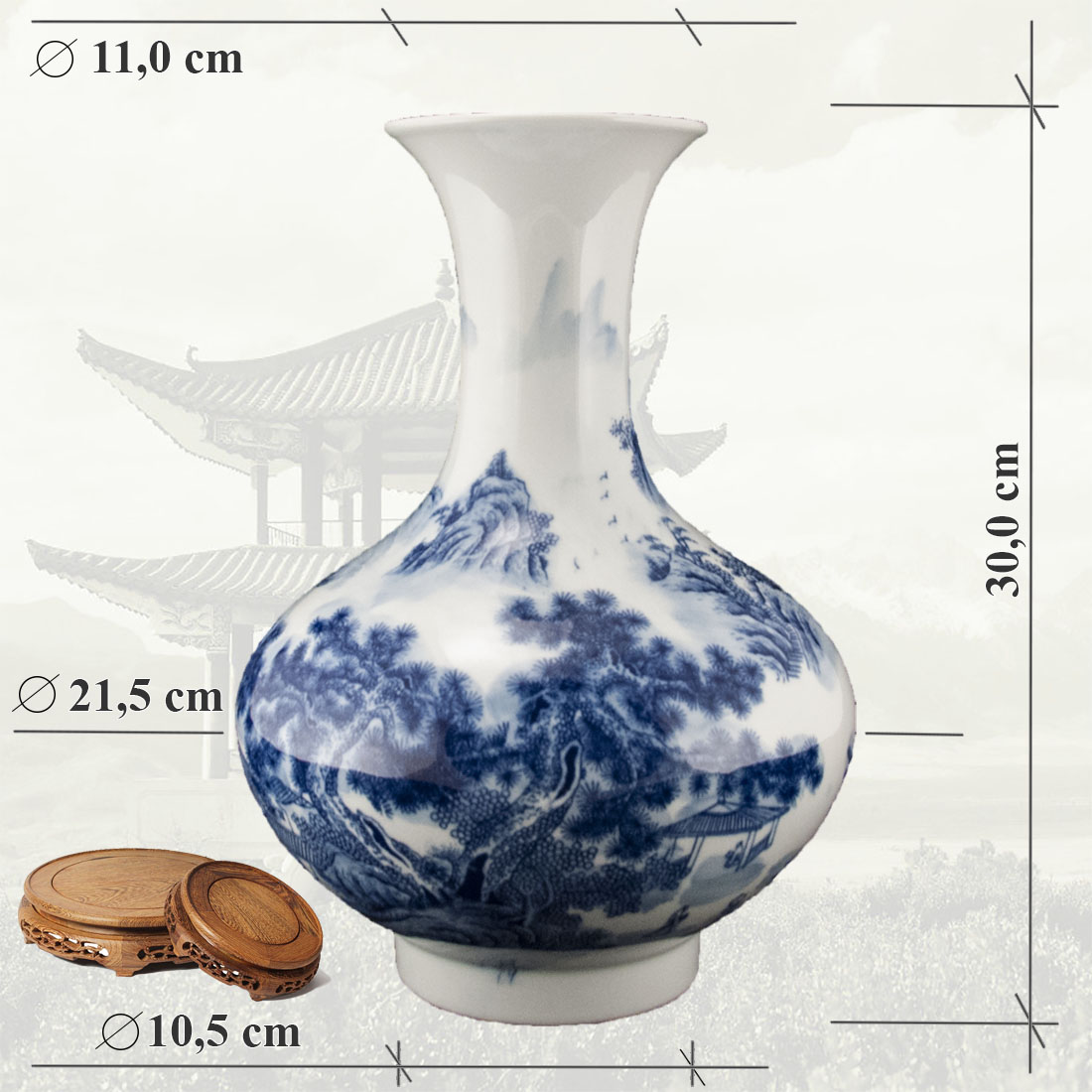 Китайская фарфоровая ваза «Blue &amp; White» - бело-синий фарфор в интернет-студии декора / шоурум | ChinaHouse.studio