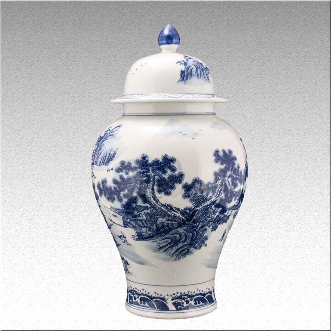 Китайская фарфоровая ваза с крышкой «Blue &amp; White» - бело-синий фарфор в интернет-студии декора / шоурум | ChinaHouse.studio
