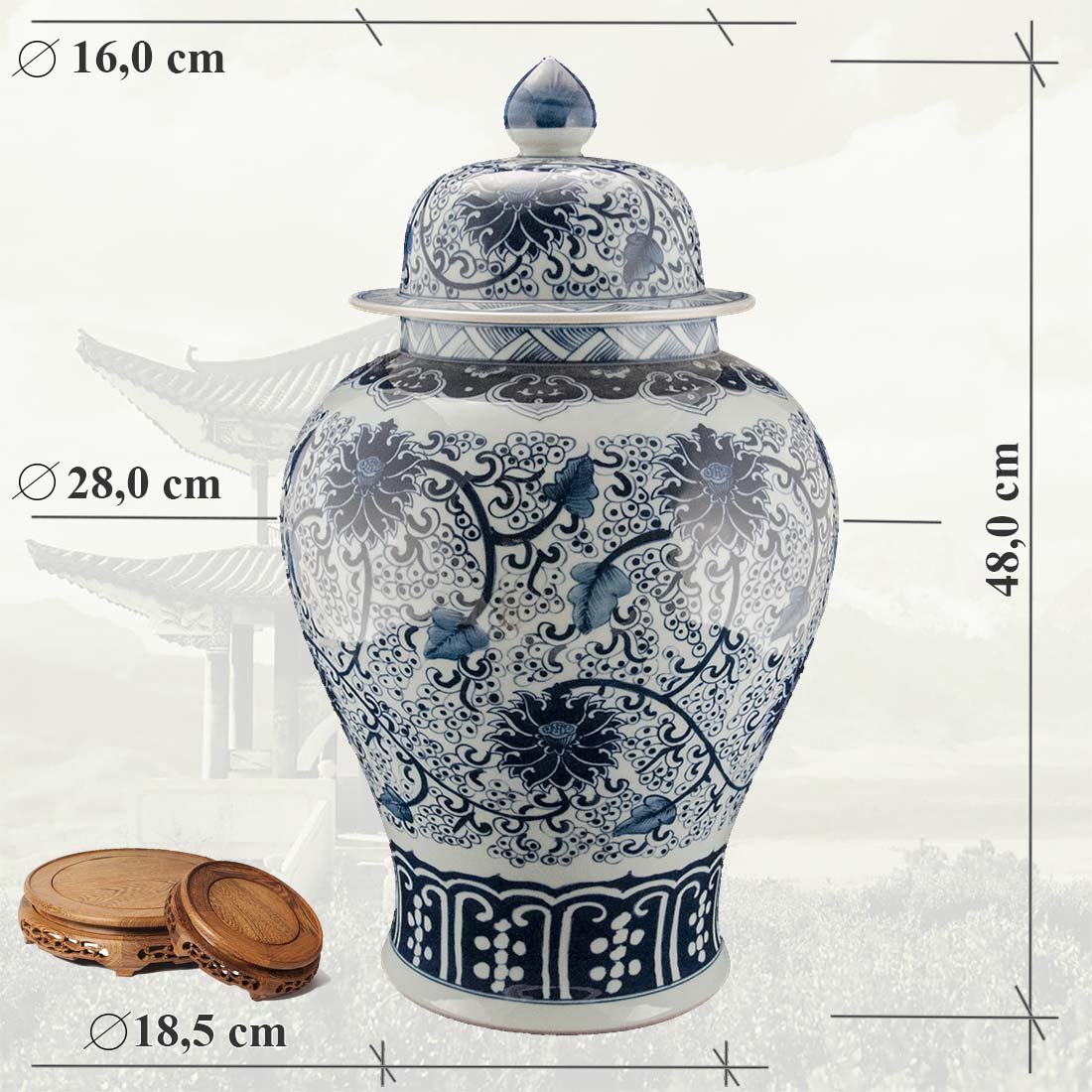 Китайская фарфоровая ваза «Blue &amp; White» - бело-синий фарфор в интернет-студии декора / шоурум | ChinaHouse.studio