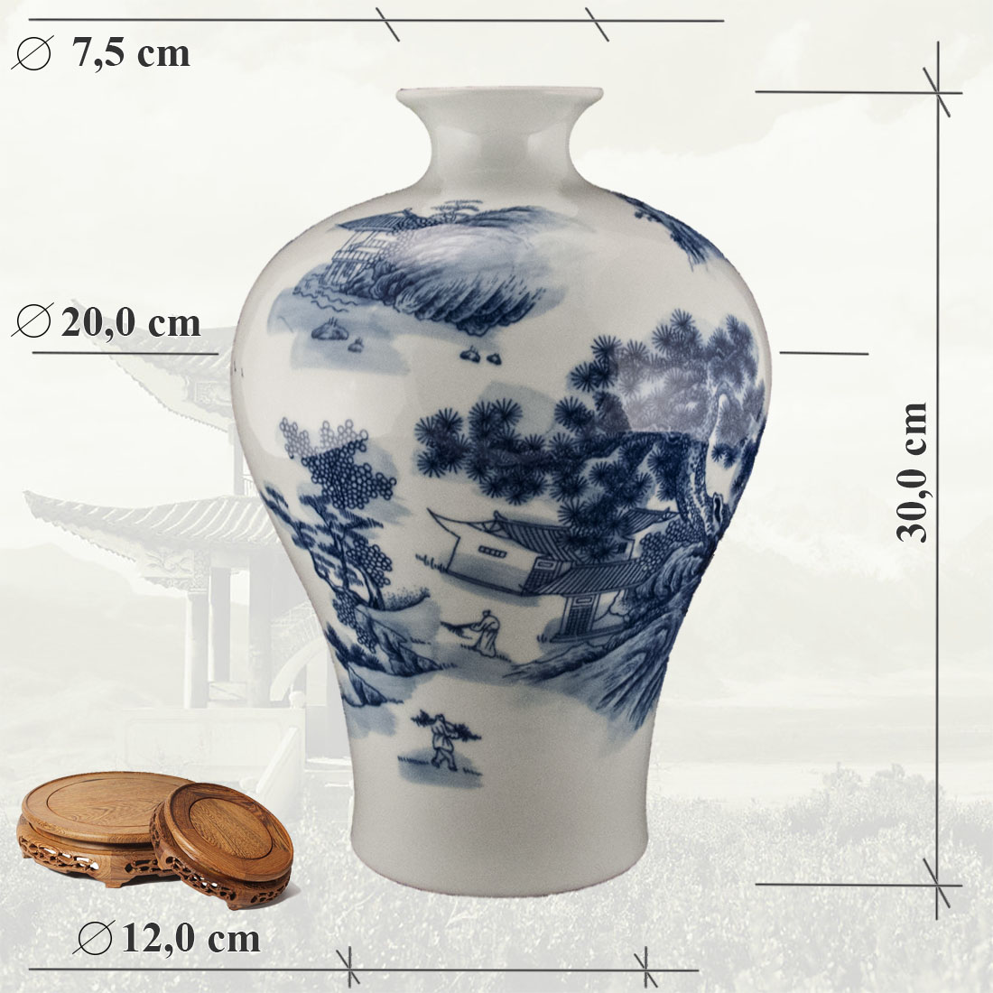 Китайская фарфоровая ваза «Blue &amp; White» - бело-синий фарфор в интернет-студии декора / шоурум | ChinaHouse.studio