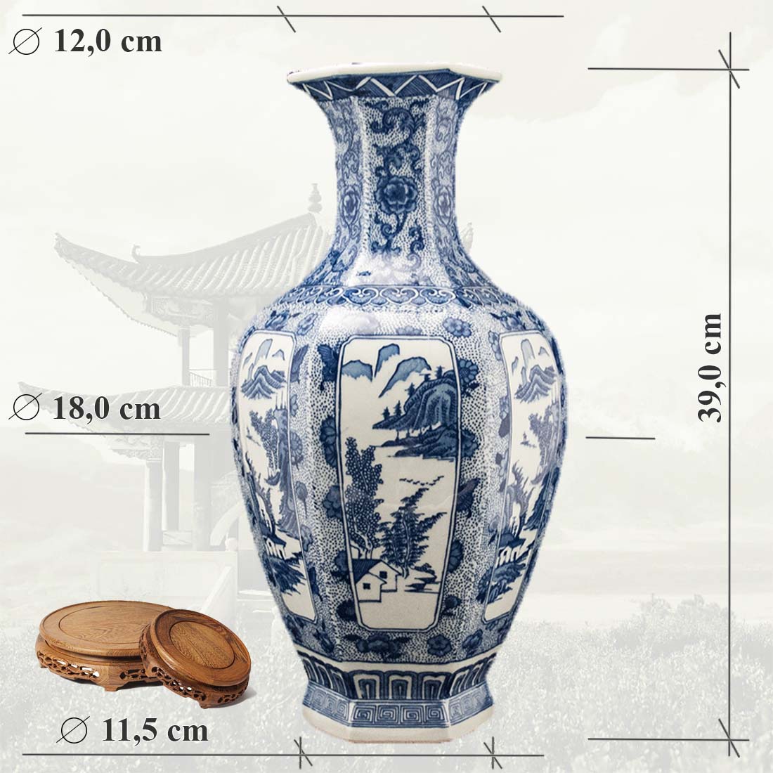 Китайская фарфоровая ваза «Blue &amp; White» - бело-синий фарфор в интернет-студии декора / шоурум | ChinaHouse.studio