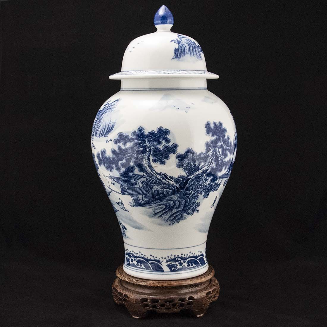 Китайская фарфоровая ваза с крышкой «Blue & White» - бело-синий фарфор в интернет-студии декора / шоурум | ChinaHouse.studio