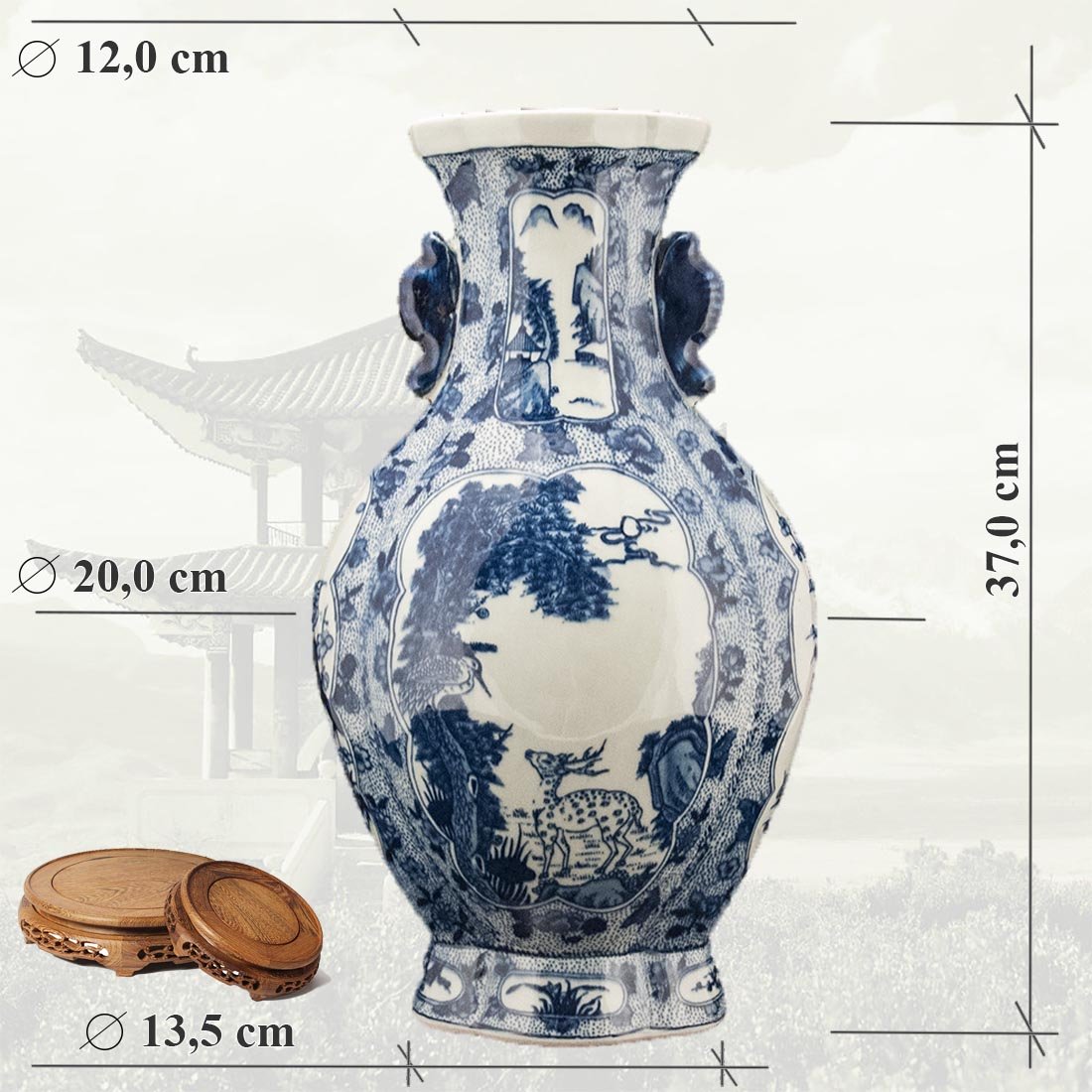 Китайская фарфоровая ваза «Blue &amp; White» - бело-синий фарфор в интернет-студии декора / шоурум | ChinaHouse.studio