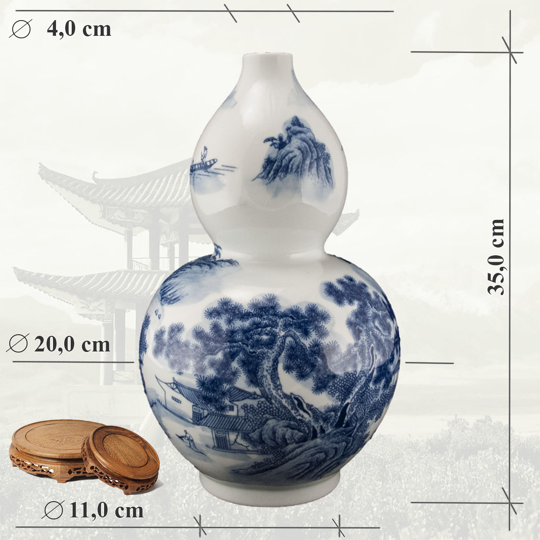Китайская фарфоровая ваза «Blue &amp; White» - бело-синий фарфор в интернет-студии декора / шоурум | ChinaHouse.studio