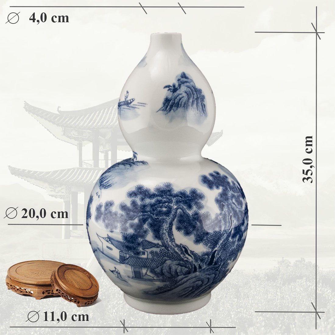 Китайская фарфоровая ваза «Blue & White» - бело-синий фарфор в интернет-студии декора / шоурум | ChinaHouse.studio