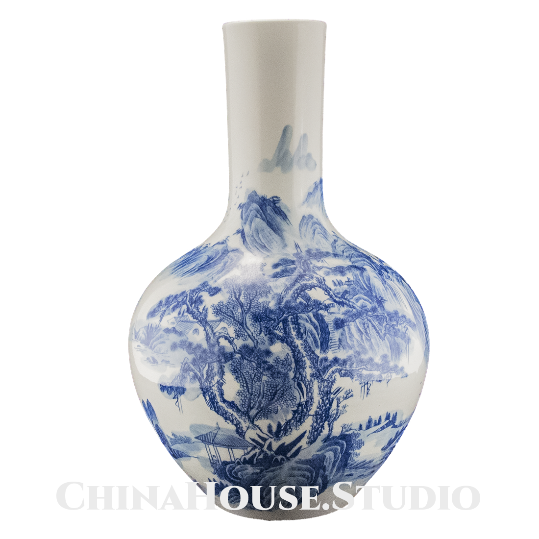 Китайская фарфоровая ваза «Blue &amp; White» - бело-синий фарфор в интернет-студии декора / шоурум | ChinaHouse.studio