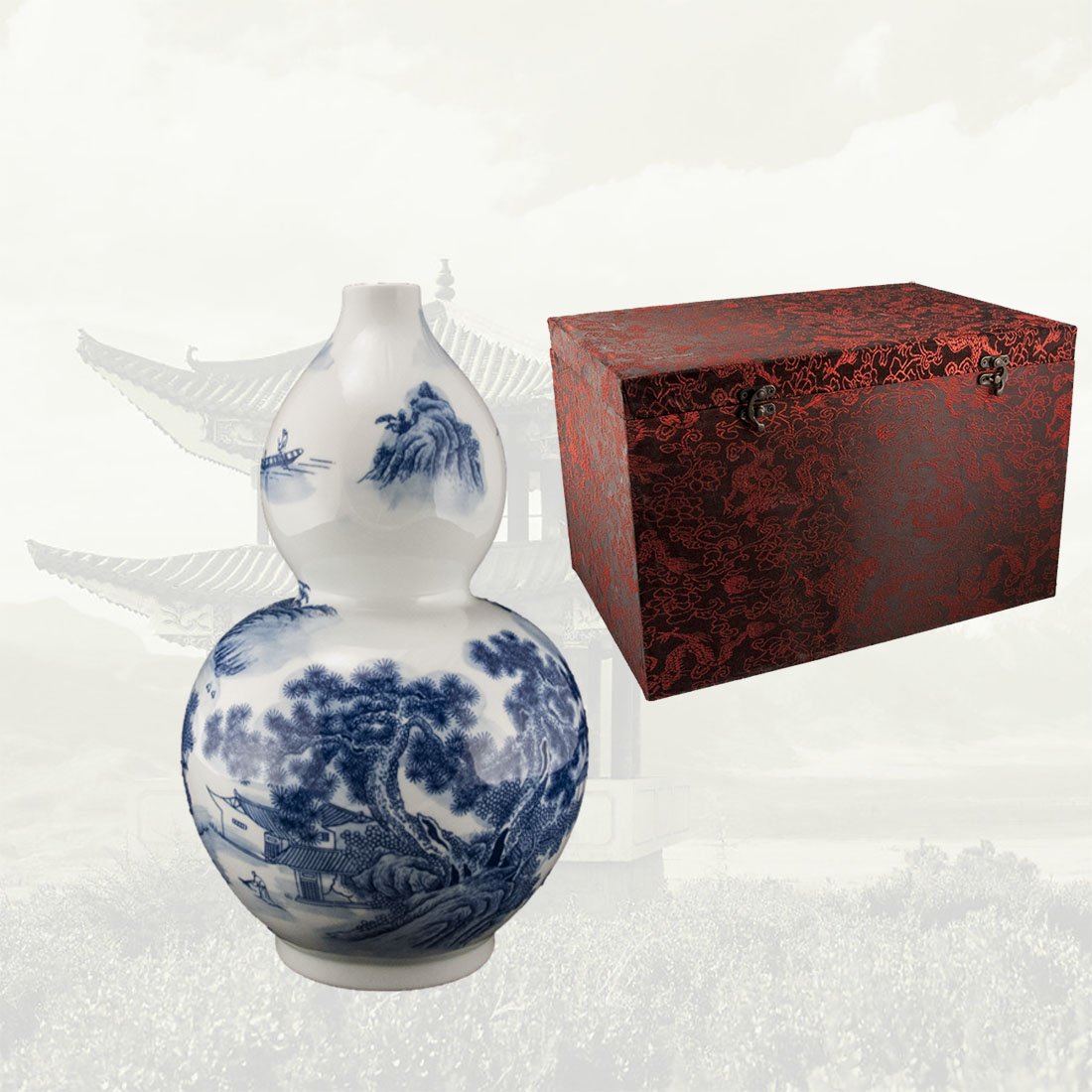Китайская фарфоровая ваза «Blue & White» - бело-синий фарфор в интернет-студии декора / шоурум | ChinaHouse.studio