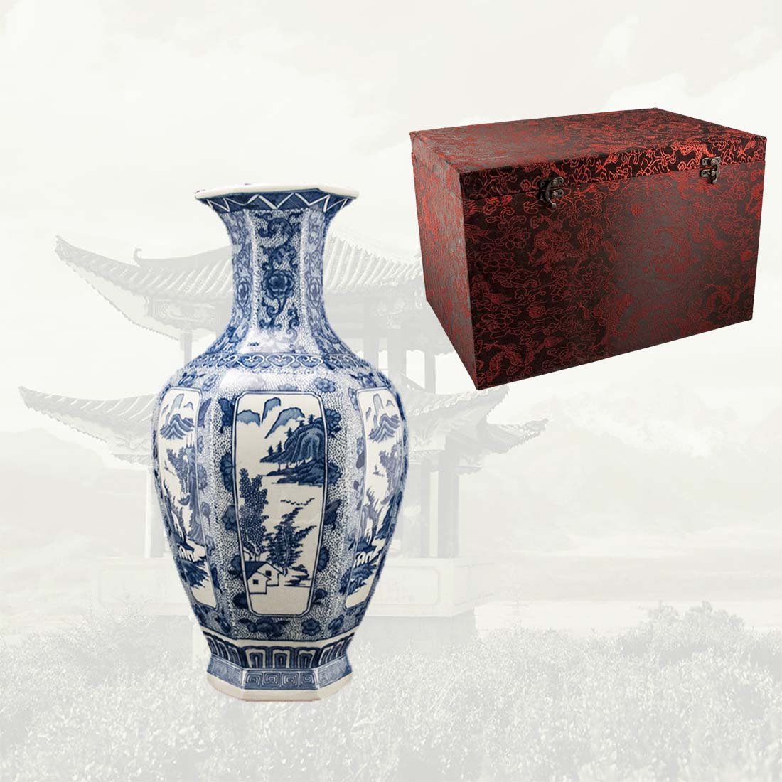 Китайская фарфоровая ваза «Blue & White» - бело-синий фарфор в интернет-студии декора / шоурум | ChinaHouse.studio